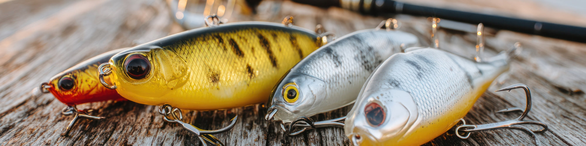 Crankbaits for bass fishing including shallow squarebill and deep diving hard baits