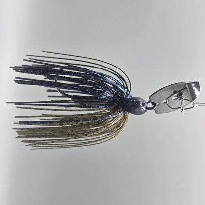 James Niggemeyer Brazalo Strutter JR Bladed Jig with hand-selected colors and compact profile for bass fishing - Black Blue and Green Pumpkin