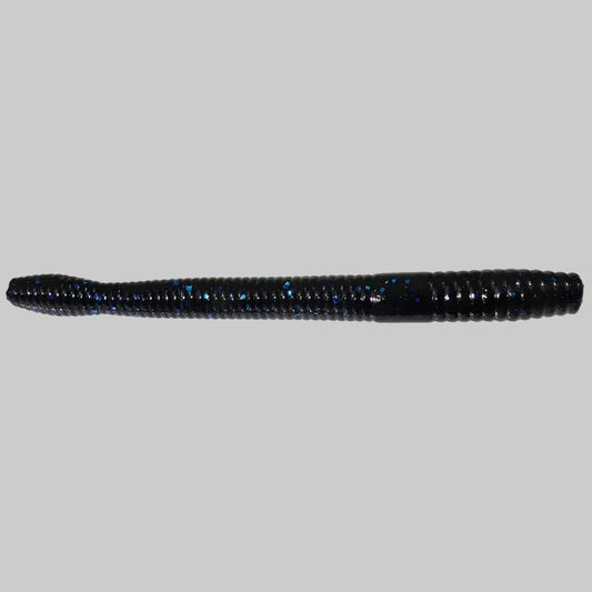 Zoom Magnum Finesse Worm 5 inch soft plastic bass fishing worm - Black Blue Flake