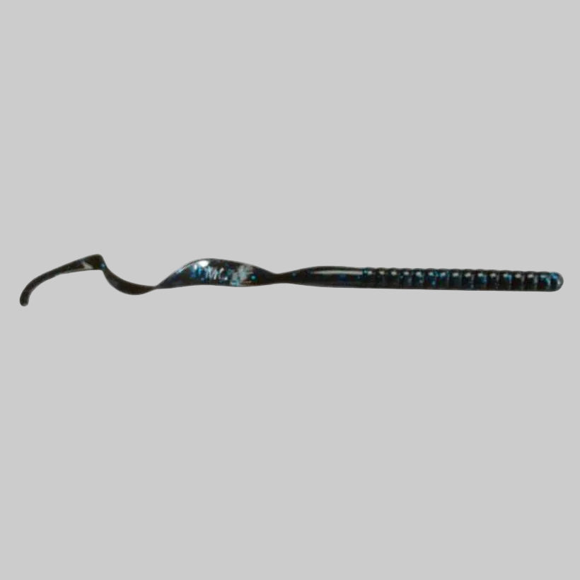 Zoom Ol Monster 10.5 inch ribbon tail worm soft plastic bass fishing bait - Black Blue Flake