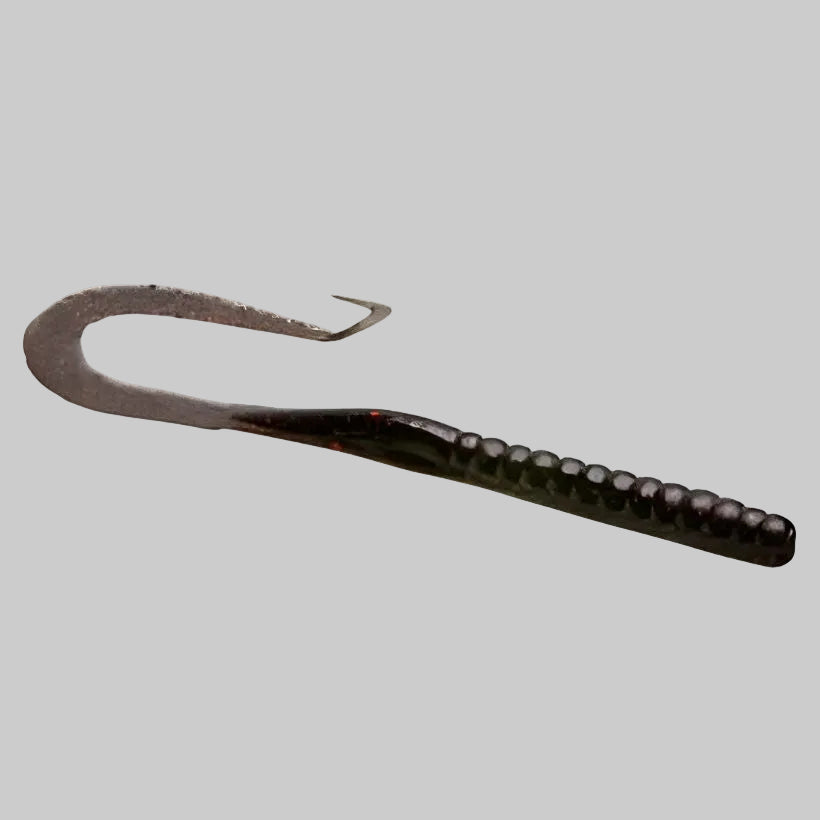 Zoom Mag II 9 inch ribbon tail worm soft plastic bass fishing bait - Black Red Glitter