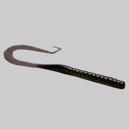 Zoom Mag II 9 inch ribbon tail worm soft plastic bass fishing bait - Black Red Glitter