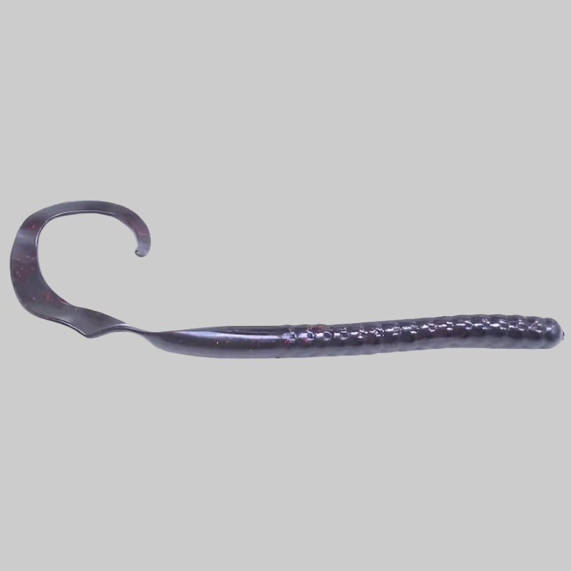 Zoom Ol Monster 10.5 inch ribbon tail worm soft plastic bass fishing bait - Black Red Glitter