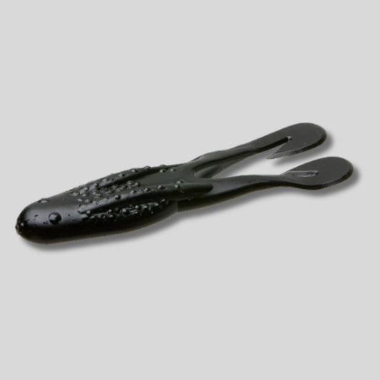 Zoom Horny Toad 4.25-inch soft plastic topwater frog bait with Ultra-Vibe kicking legs designed for weedless bass fishing over grass and lily pads.