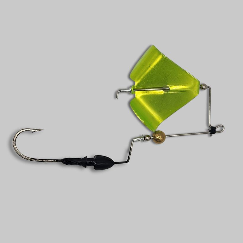 Brazalo Custom Lures Bushwhacker Buzzbait - Black with Candy Chartreuse Blade