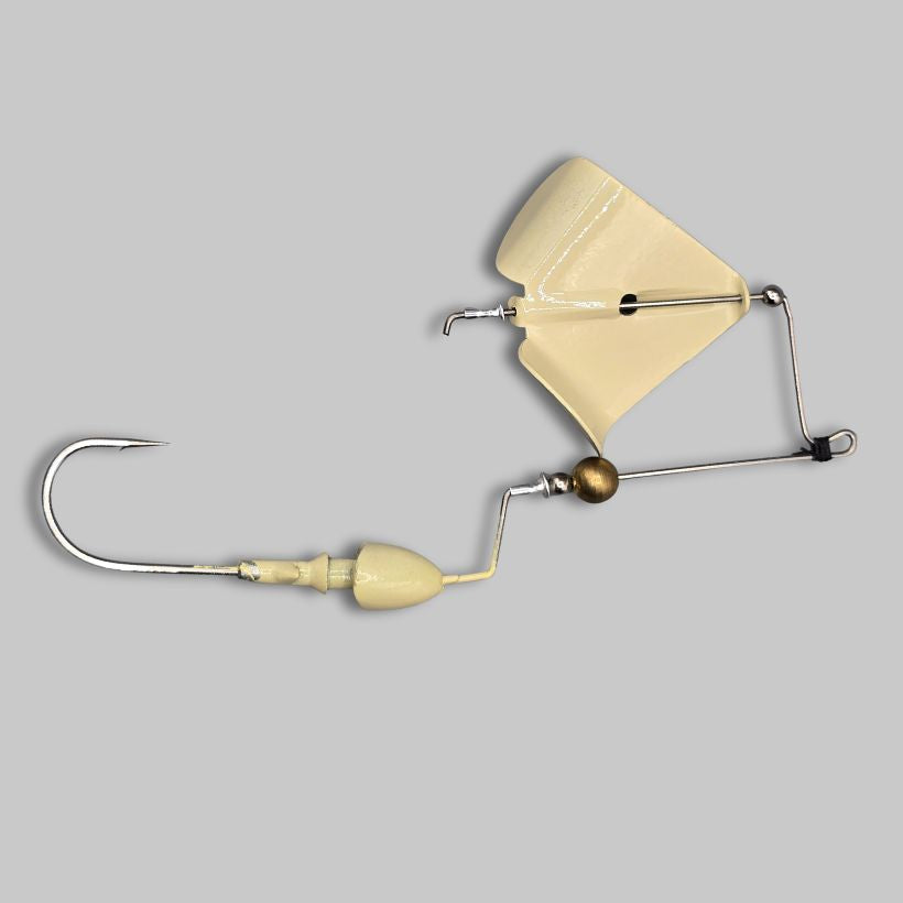 Brazalo Custom Lures Bushwhacker Buzzbait - Bone with Bone Blade