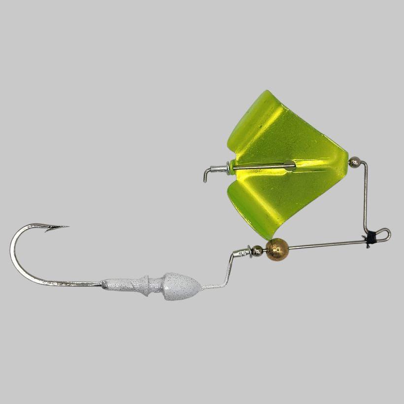 Brazalo Custom Lures Bushwhacker Buzzbait - White with Candy Chartreuse