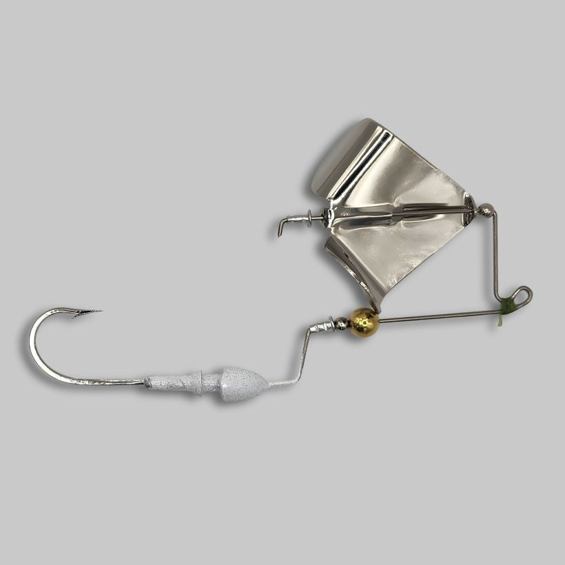 Brazalo Custom Lures Bushwhacker Buzzbait - White with Silver Blade