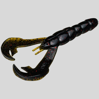 Strike King Rage Craw 4 inch soft plastic craw bait for bass fishing rigged as a Texas rig and jig trailer