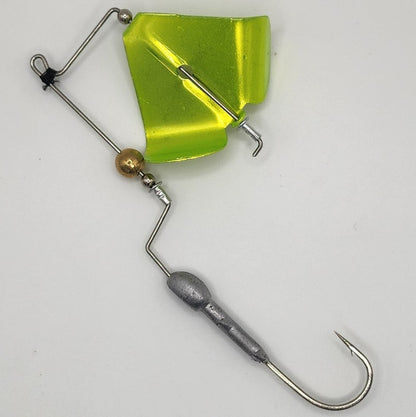 Brazalo Pro Elite Bushwhacker buzzbait with redesigned head for frogs and craw trailers