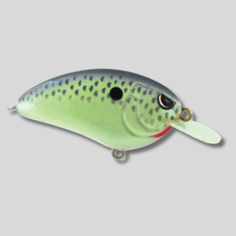 SPRO Little John 50 shallow diving crankbait with a circuit board lip, tight wobble action, tungsten weight transfer system, and Gamakatsu treble hooks for bass fishing.