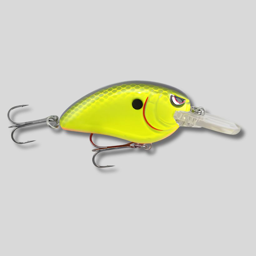 SPRO Little John MD 50 medium diving crankbait for bass fishing with tungsten weight transfer - Chartreuse Black Back