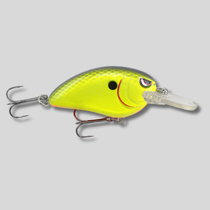 SPRO Little John MD 50 medium diving crankbait for bass fishing with tungsten weight transfer - Chartreuse Black Back