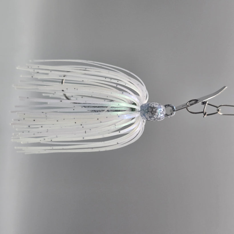 James Niggemeyer Brazalo Strutter JR Bladed Jig with hand-selected colors and compact profile for bass fishing - Glimmer Shad