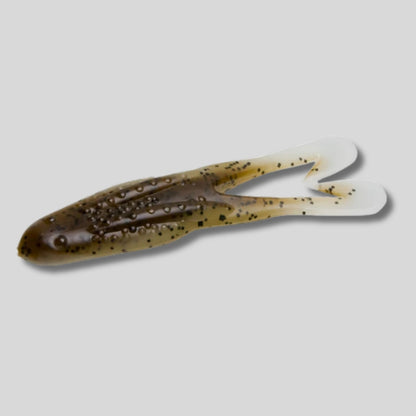 Zoom Horny Toad 4.25-inch soft plastic topwater frog bait with Ultra-Vibe kicking legs designed for weedless bass fishing over grass and lily pads.