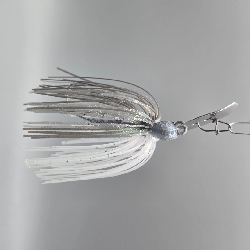 James Niggemeyer Brazalo Strutter JR Bladed Jig with hand-selected colors and compact profile for bass fishing - Green Gizzard