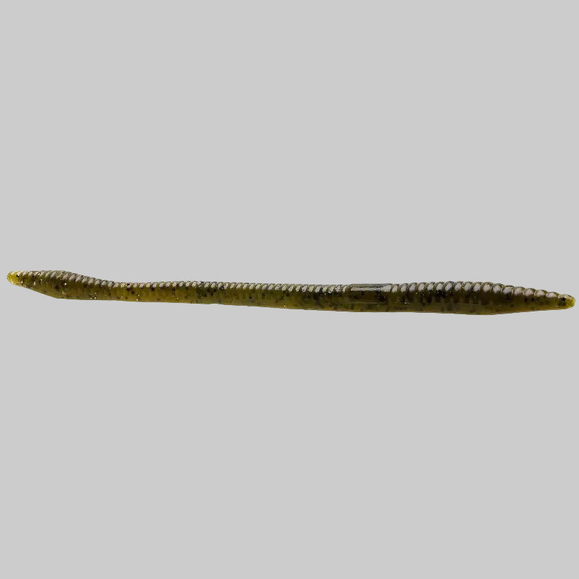 Zoom Trick Worm 6.5 inch floating finesse worm for bass fishing - Green Pumpkin