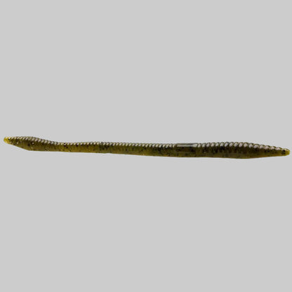 Zoom Trick Worm 6.5 inch floating finesse worm for bass fishing - Green Pumpkin