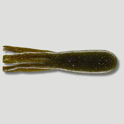 Green Pumpkin Purple Copper Flake - Big Bite Baits Flat Tube 4"