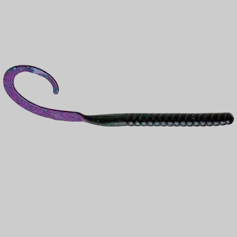 Zoom Ol Monster 10.5 inch ribbon tail worm soft plastic bass fishing bait - Junebug