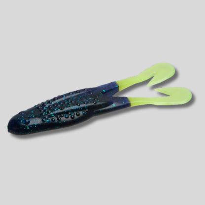 Zoom Horny Toad 4.25-inch soft plastic topwater frog bait with Ultra-Vibe kicking legs designed for weedless bass fishing over grass and lily pads.