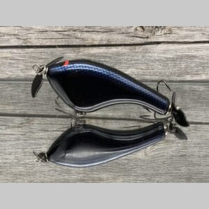 Black Label Tease Prop Bait balsa topwater lure with front and rear prop blades