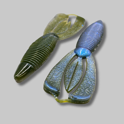 Burtek Tackle Crankin Bug 4-inch bass bait rigged on a Texas rig around cover