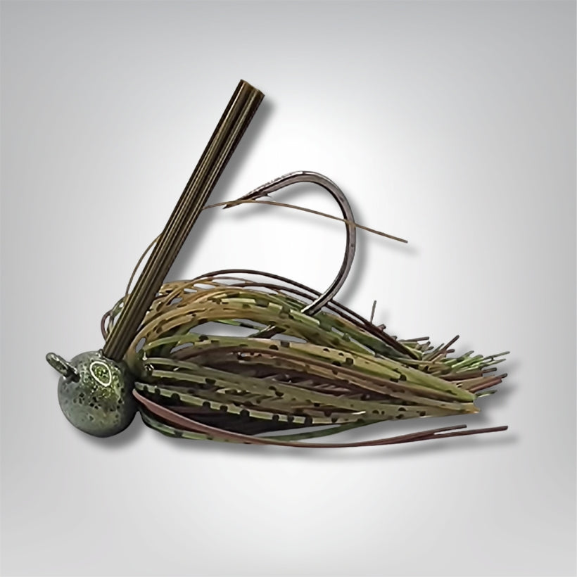 Brazalo Custom Lures football jig with wire-tied skirt and traditional head design