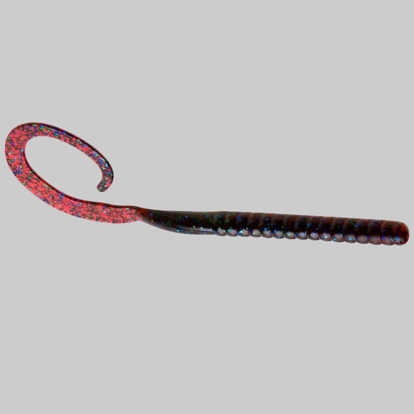 Zoom Ol Monster 10.5 inch ribbon tail worm soft plastic bass fishing bait - Plum Apple