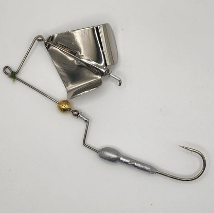 Brazalo Pro Elite Bushwhacker buzzbait with redesigned head for frogs and craw trailers