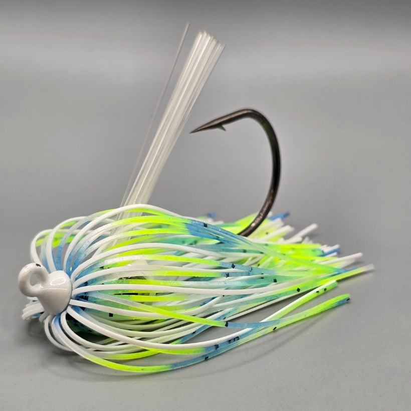 Hog Farmer Epitome hidden weight swim jig with wire-tied skirt designed for heavy cover fishing