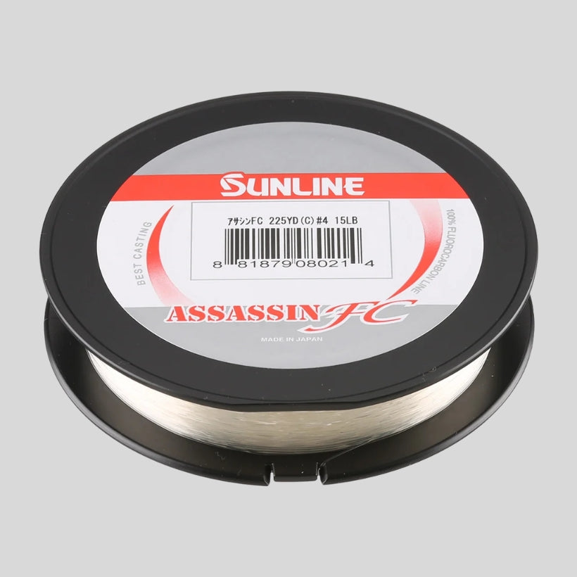 Shop Sunline Assassin FC Fluorocarbon Line with P-Ion Technology for smooth casting, abrasion resistance, low visibility, and lasting performance.
