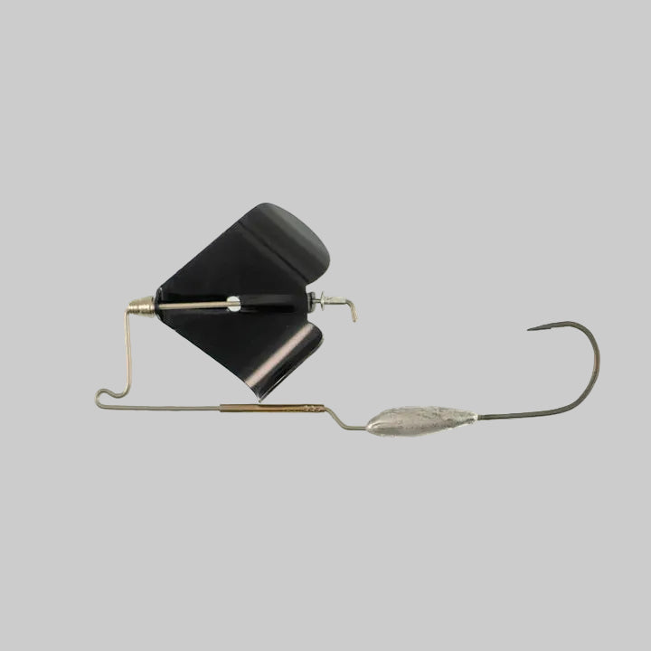 Missile Baits Buzz Wagon buzzbait with anodized blade and Gamakatsu hook for topwater bass fishing.